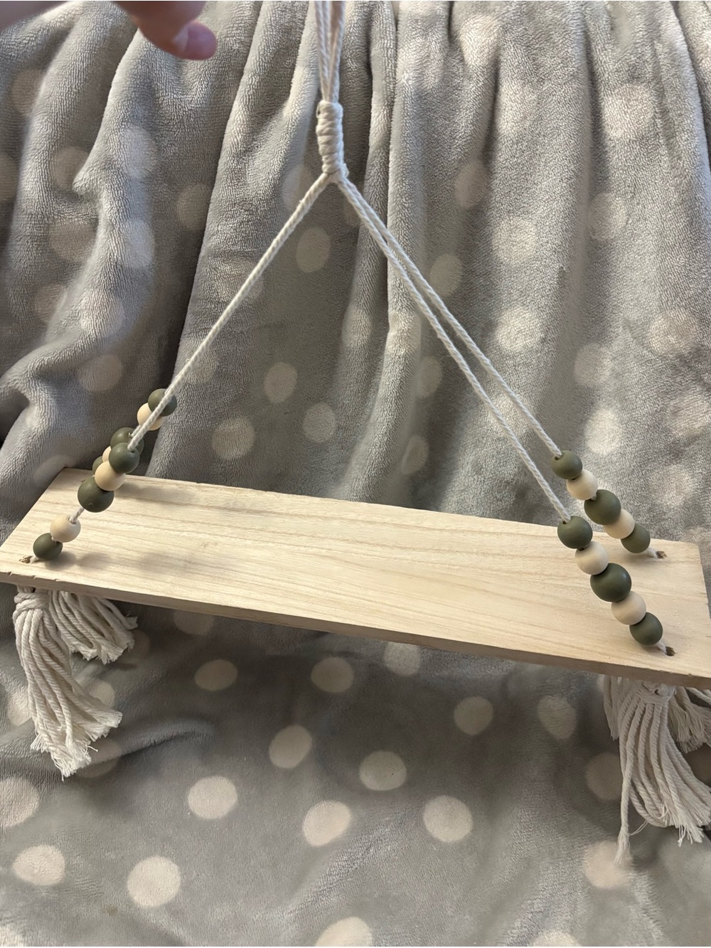 Natural Wood Hanging Shelf with Macrame - NEW